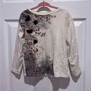 Zara Cream Top with Red and Black Floral Accents